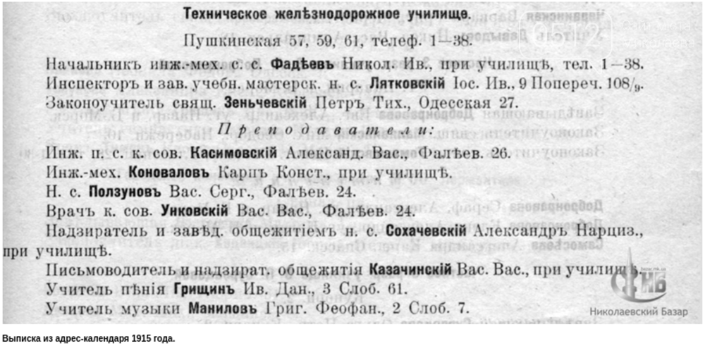 Учительский состав училища
