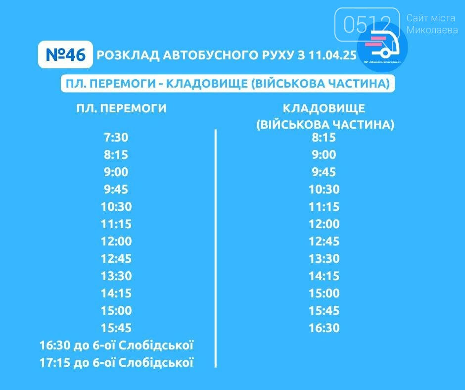 движение коммунальных автобусов в Николаеве