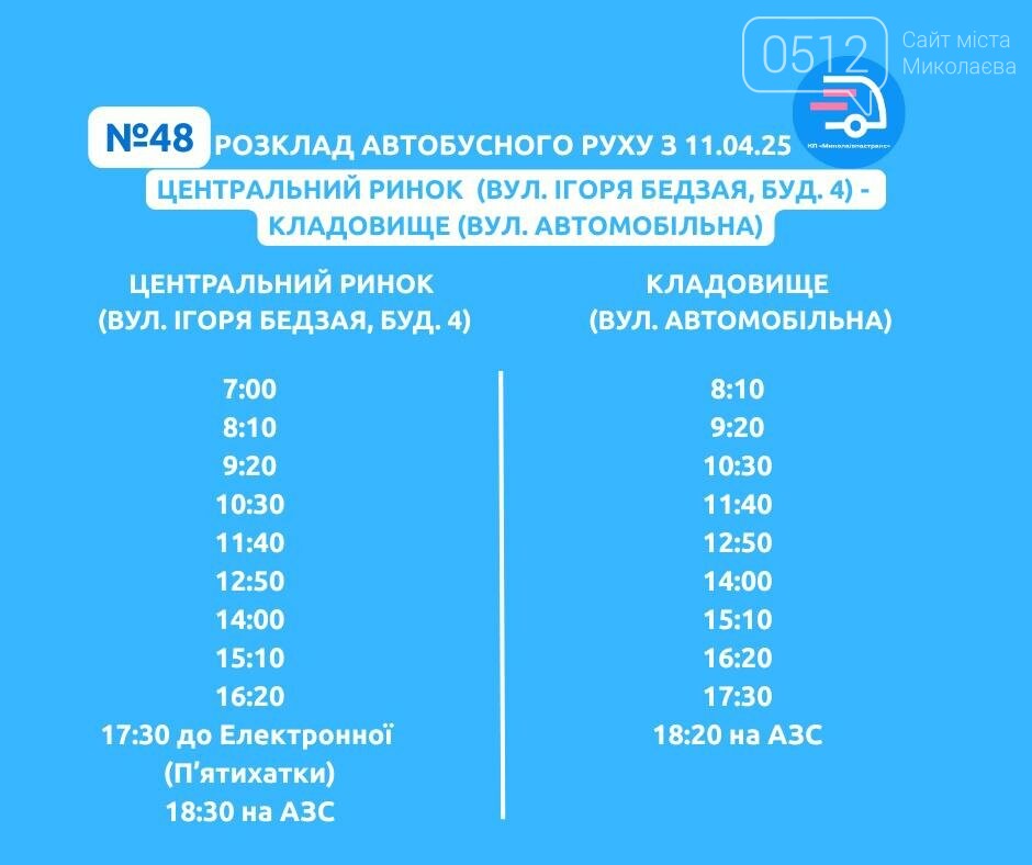 движение коммунальных автобусов в Николаеве