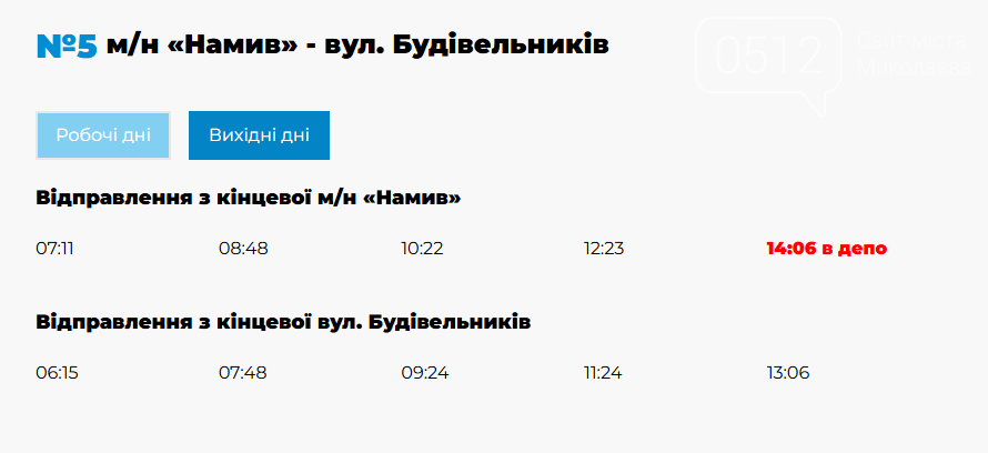 движение троллейбусов в выходные в Николаеве