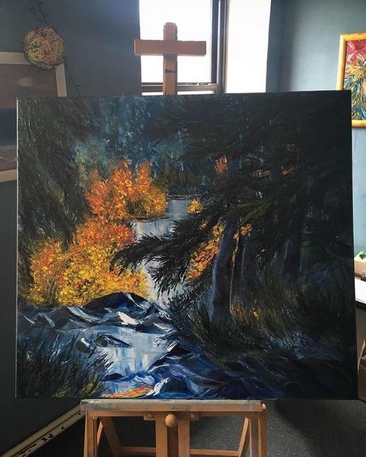 Картина “Містичний карпатський ліс. Річка Жонка, Яремче”