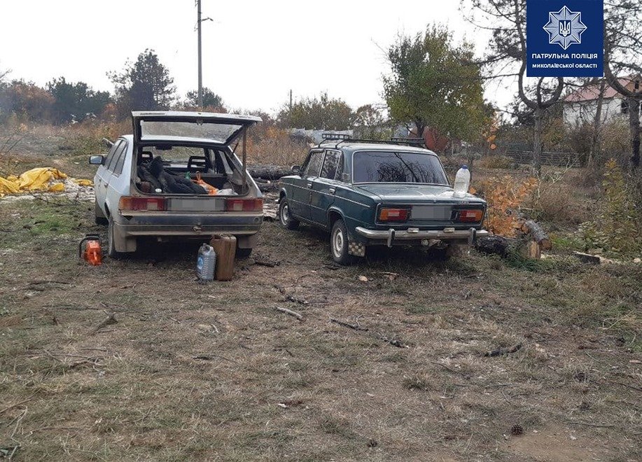 В одном из микрорайонов Николаева полиция обнаружила “КАМАЗ” с незаконно спиленными деревьями