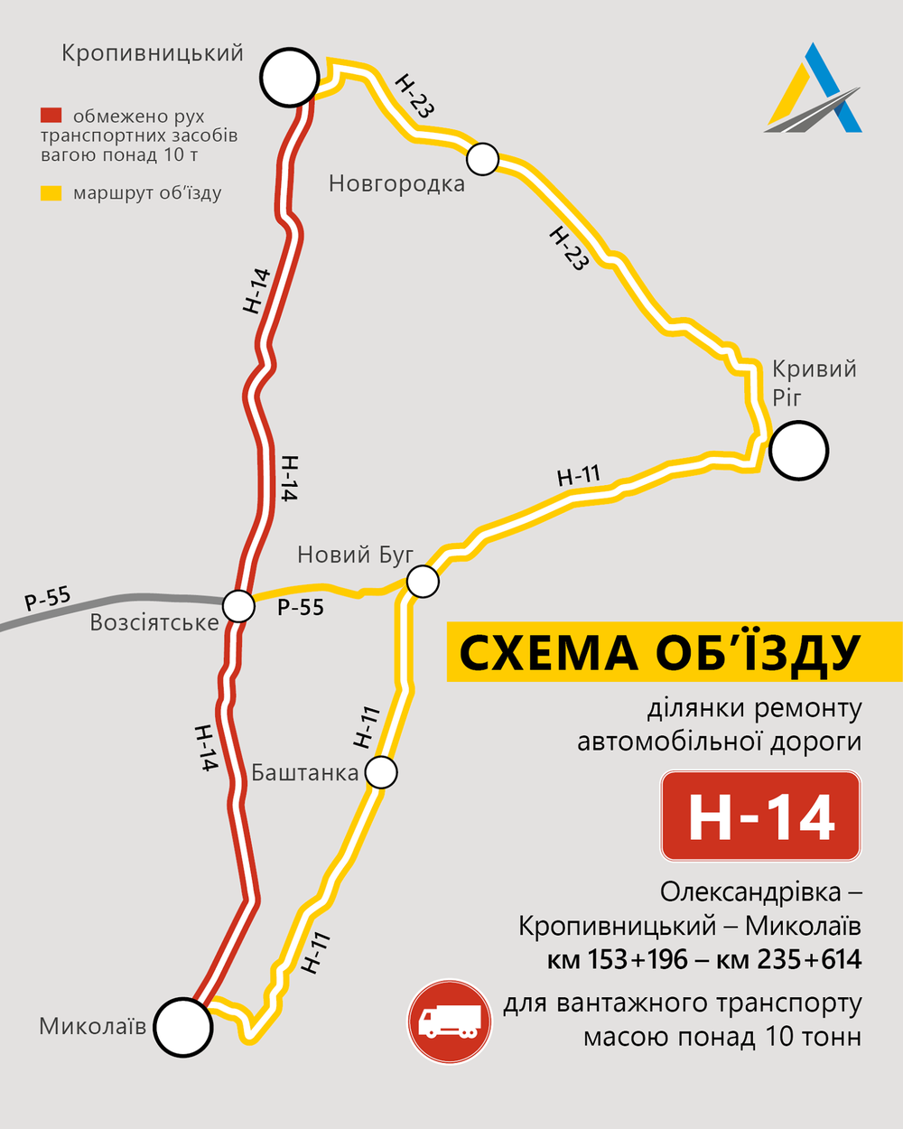 На трассе Н-14 ограничения для большегрузов