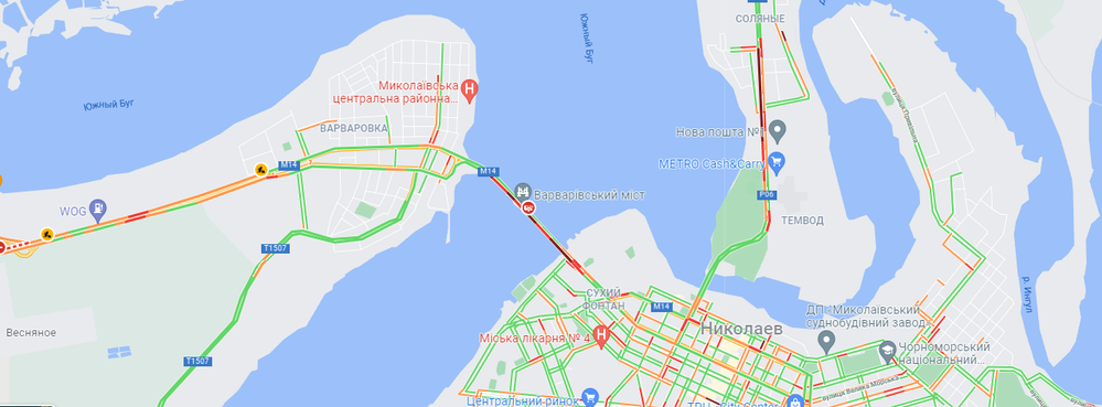Пробки в Николаеве: на Варваровском мосту затруднено движение 