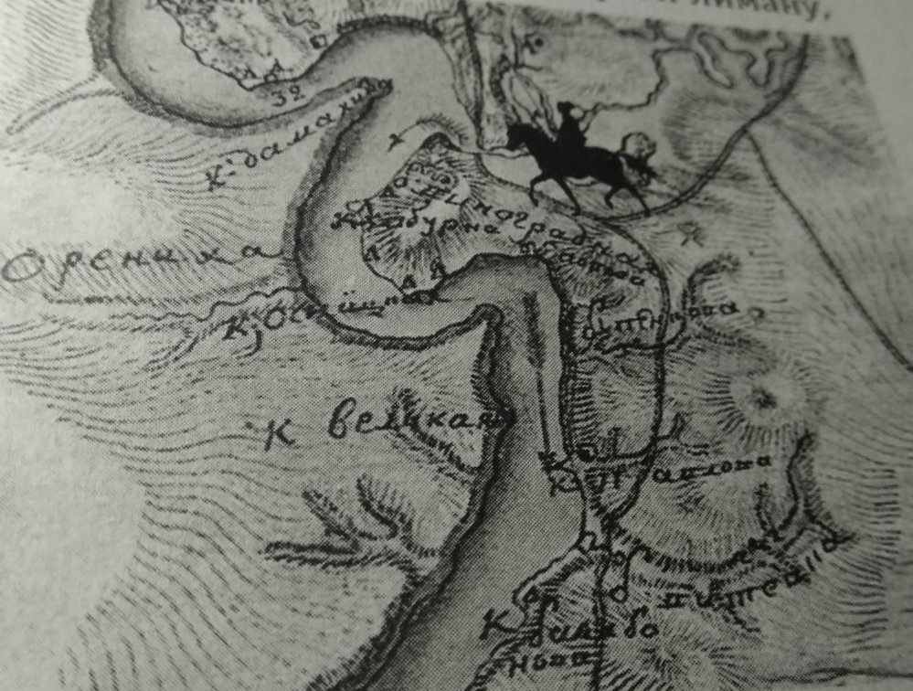 Карта, де позначенні місця перебування козаків на Миколаївщині