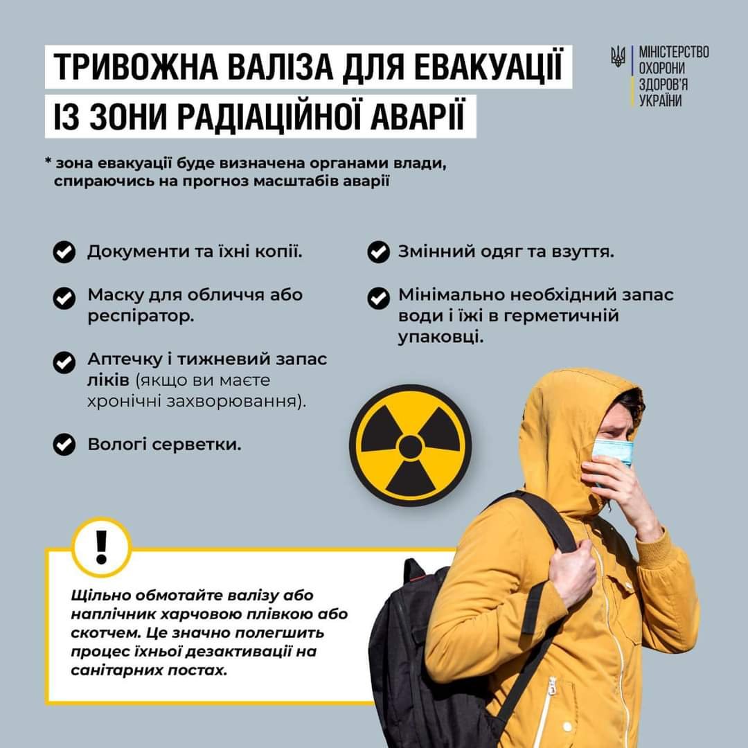 Тривожна валізка на випадок аварії на ЗАЕС: в МОЗ опублікували інструкції, - ФОТО 
