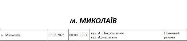 плановые отключения 17 мая