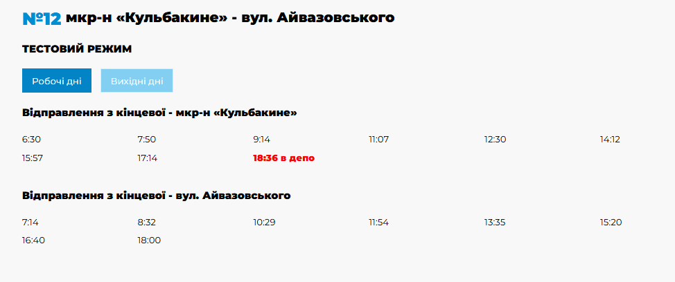 Расписание движения троллейбусов Николаев