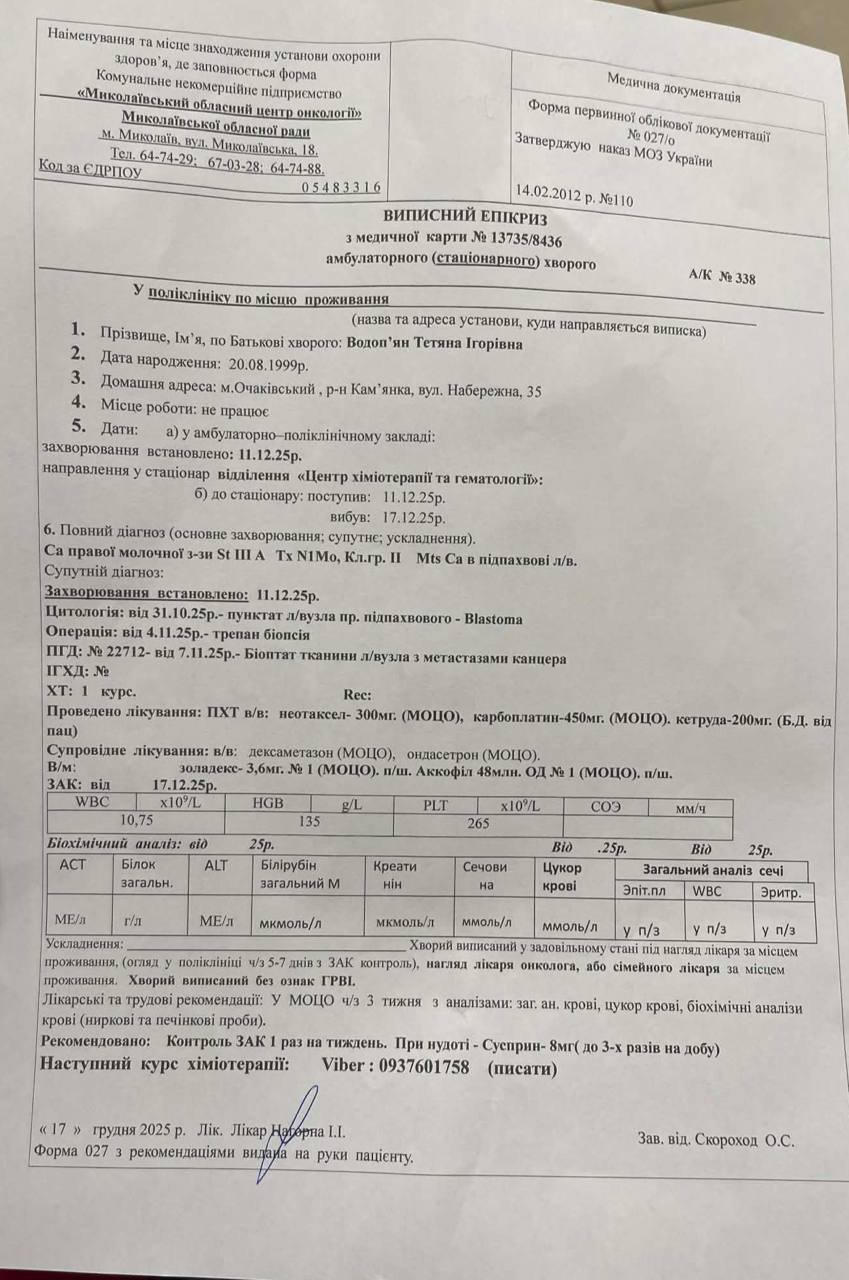 Документы предоставлены семьей Татьяны