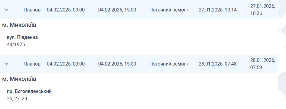 плановые отключения света