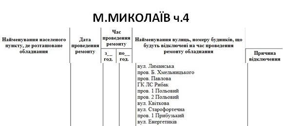 Отключение света Николаев