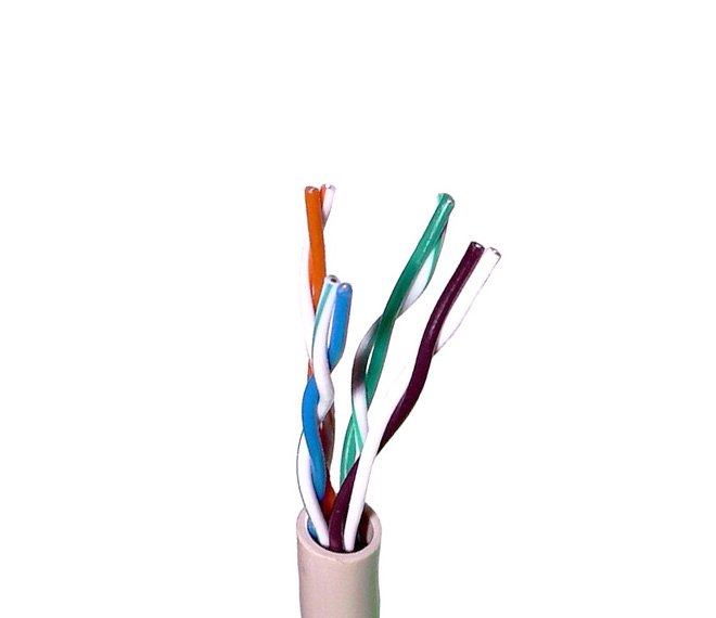 Кабель витая пара utp, cca, cat5e, 4х2х0.50мм, внутренний solid, биметалл, 305м
